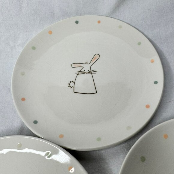 3 Tag Easter Ceramic Plates With Bunny Design & Polka Dot Accents 6.5" - Picture 6 of 9